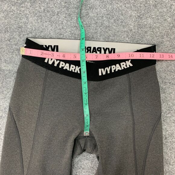 Ivy Park Cropped Legging Women S Small Grey Logo Waistband Low Rise Stretch - Picture 6 of 11